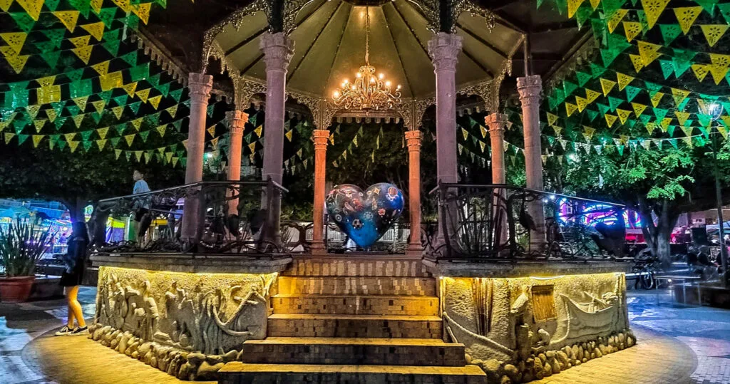 Ajijic Plaza at night