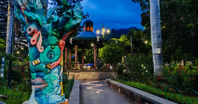 Ajijic Plaza at night