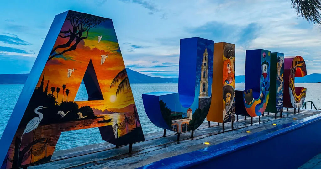 Ajijic boardwalk at night