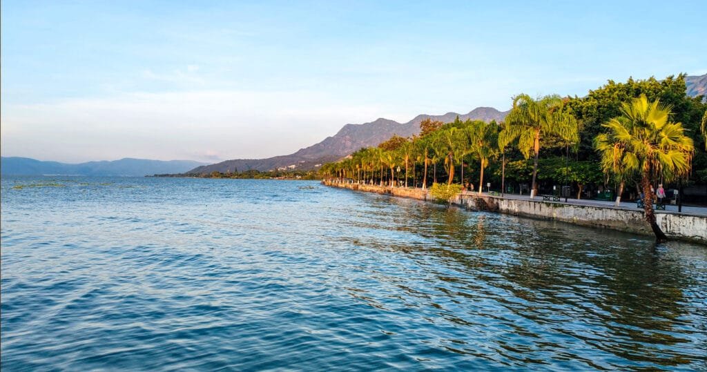 Ajijic malecon and Lake Chapala.