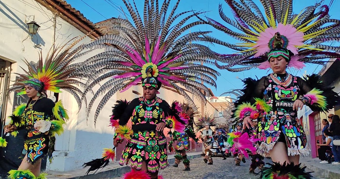 Pre-Hispanic dancers at the Ajijic festivities